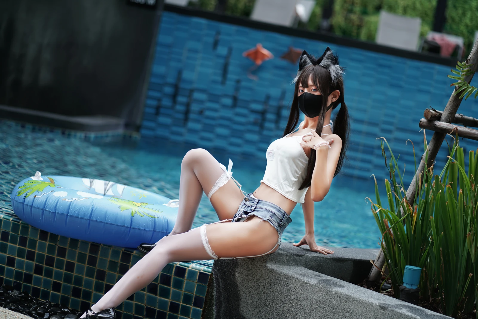 图片[6]-猫猫蓝白比基尼 85P-COS世界